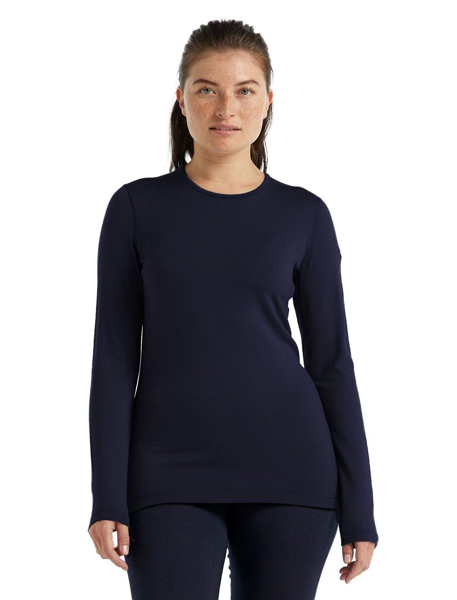 Icebreaker Merino 260 Tech Long Sleeve Crewe Thermal Top Naisten Base Layers Laivastonsininen | FI 1922XYUF